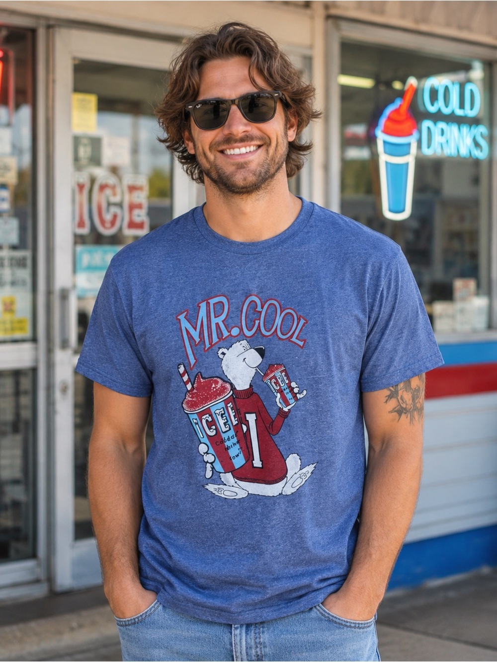 ICEE Mr. Cool Graphic T-Shirt Blue XL Retro Slushie Tee